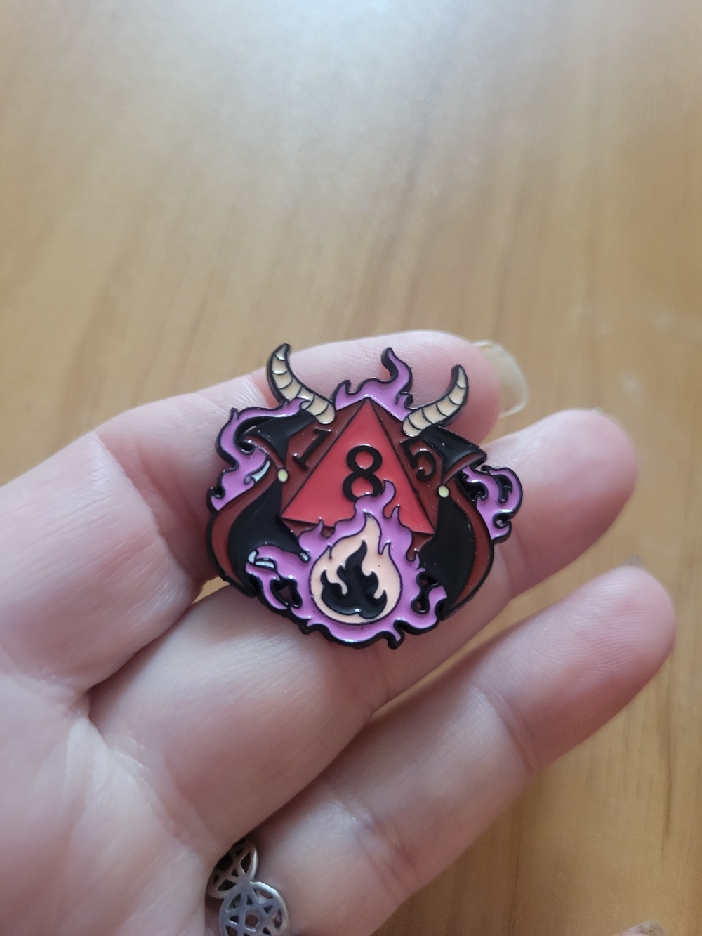 👻BUY 1 GET 1 FREE👻 Mystic Red D20 Flame Enamel Pin - Fantasy Home Art